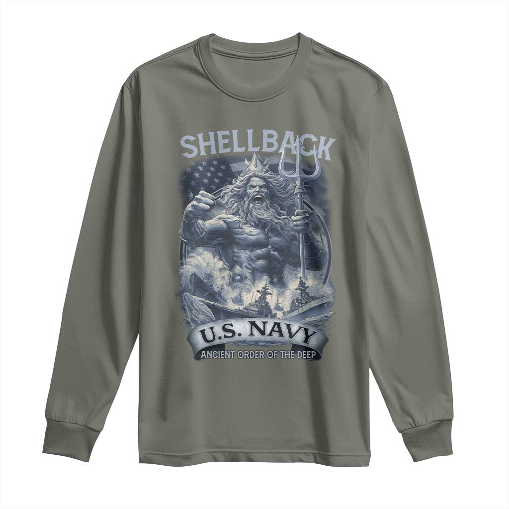 Navy Veteran Long Sleeve Shirt King Neptune Shellback Ancient Order Of The Deep - Wonder Print Shop