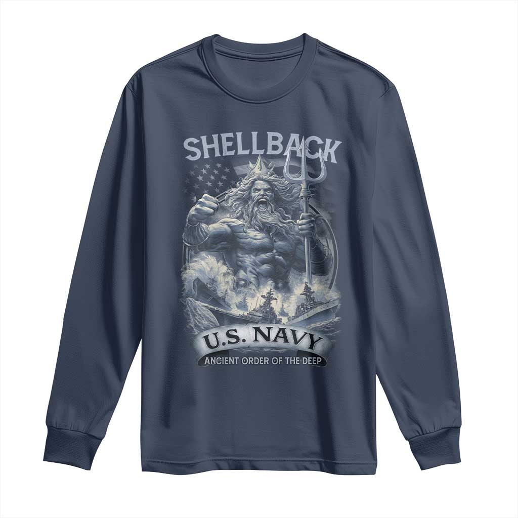 Navy Veteran Long Sleeve Shirt King Neptune Shellback Ancient Order Of The Deep - Wonder Print Shop