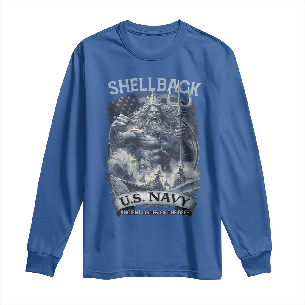 Navy Veteran Long Sleeve Shirt King Neptune Shellback Ancient Order Of The Deep - Wonder Print Shop