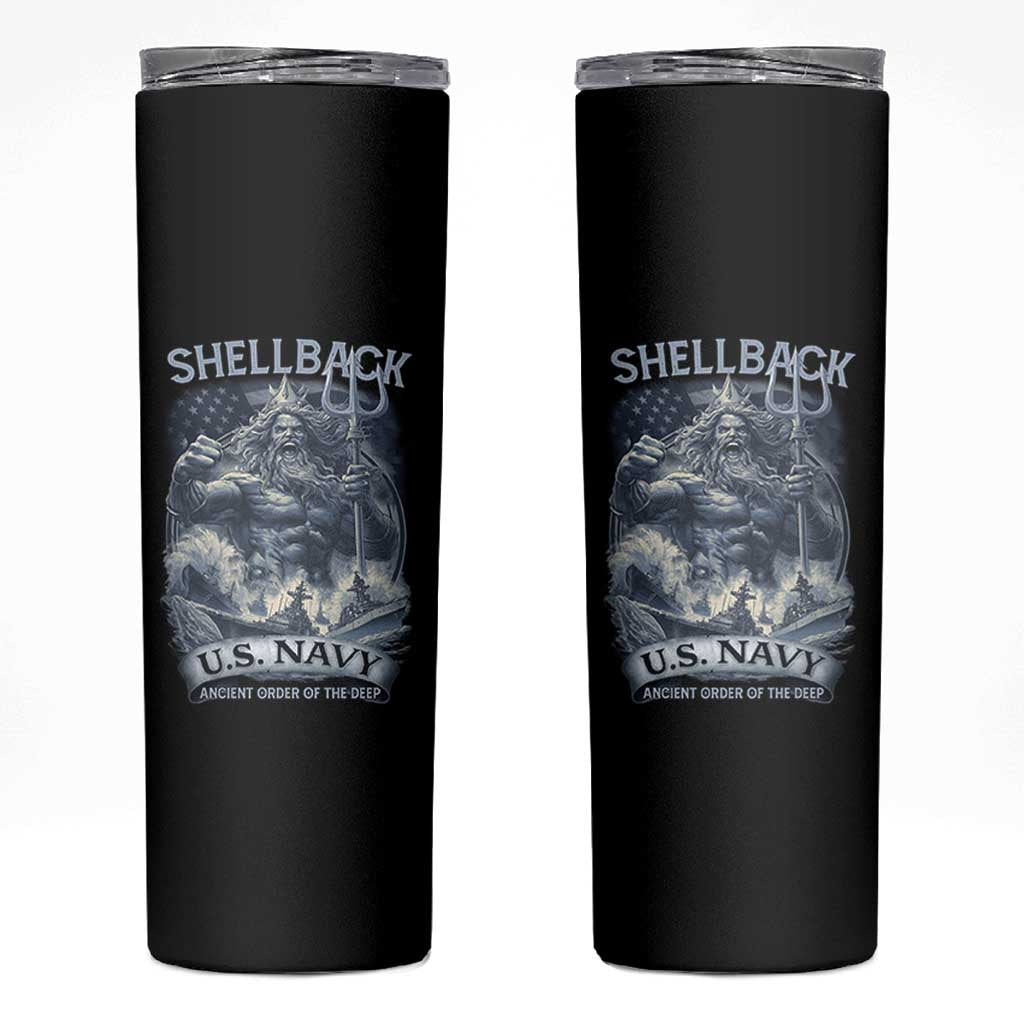 Navy Veteran Skinny Tumbler King Neptune Shellback Ancient Order Of The Deep - Wonder Print Shop