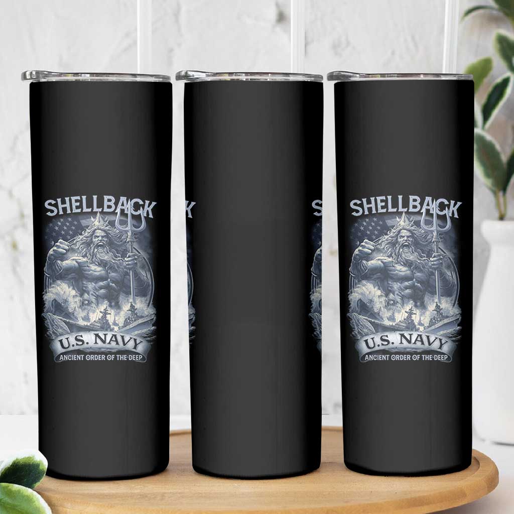 Navy Veteran Skinny Tumbler King Neptune Shellback Ancient Order Of The Deep - Wonder Print Shop
