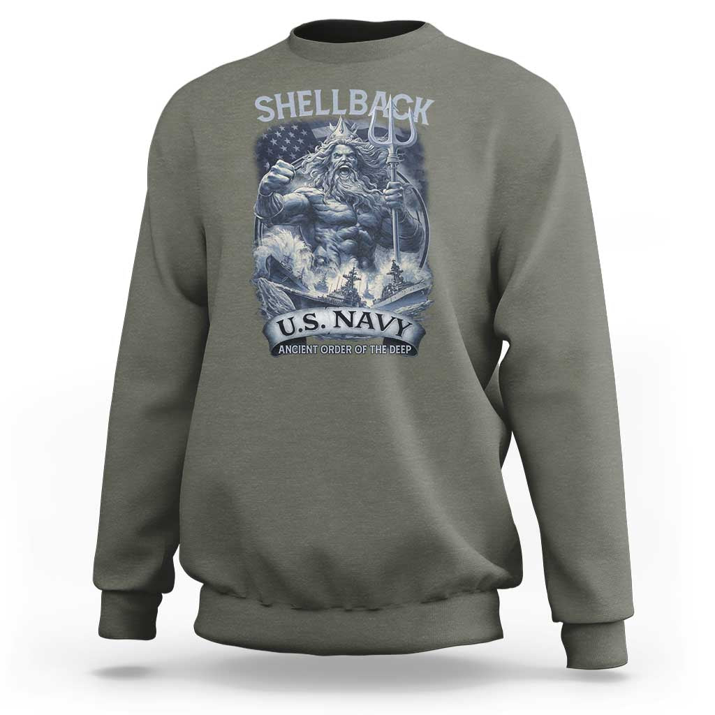 Navy Veteran Sweatshirt King Neptune Shellback Ancient Order Of The Deep - Wonder Print Shop