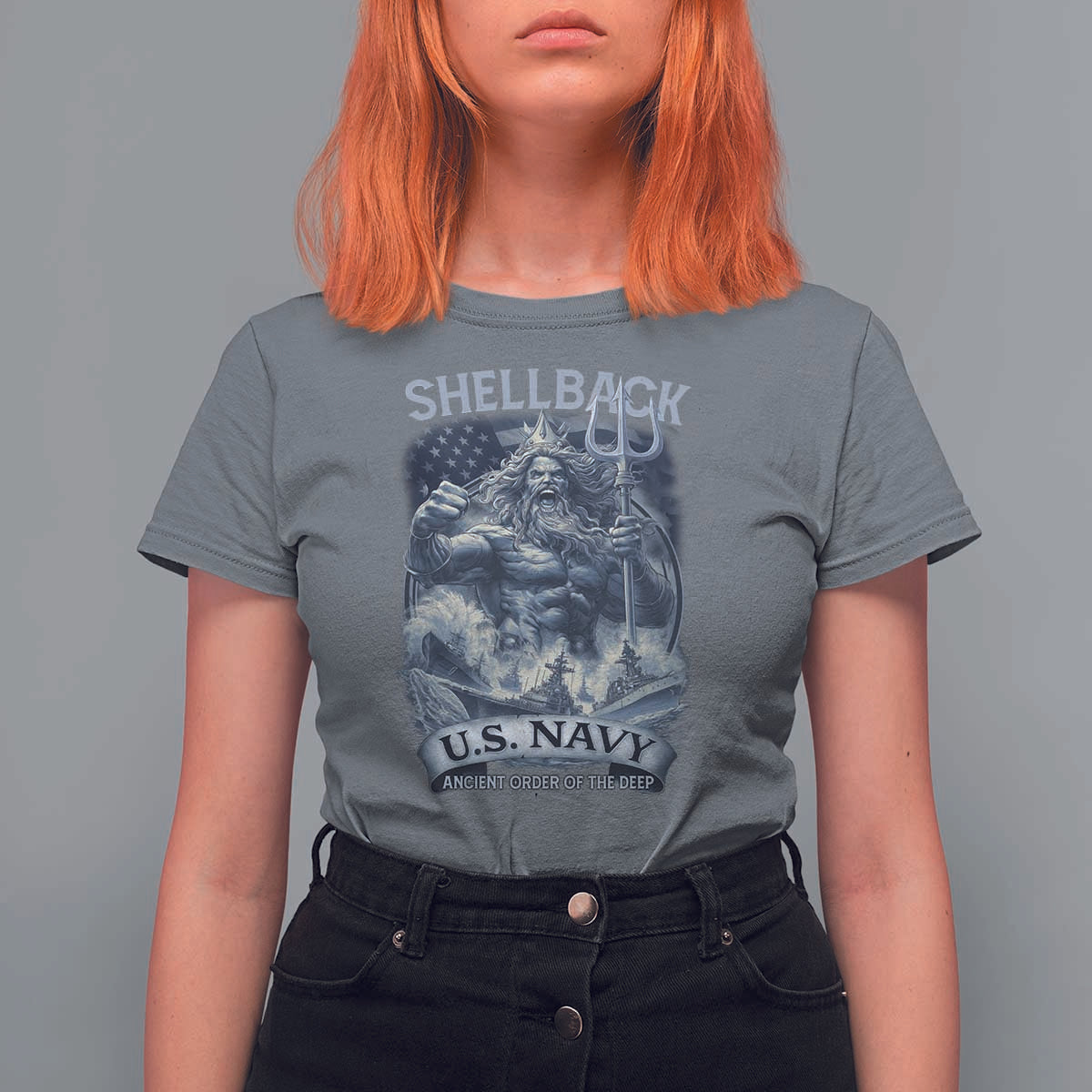 Navy Veteran T Shirt For Women King Neptune Shellback Ancient Order Of The Deep - Wonder Print Shop