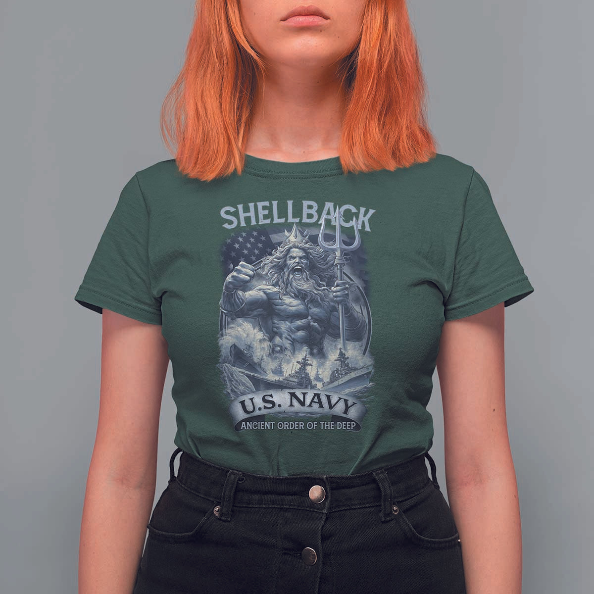 Navy Veteran T Shirt For Women King Neptune Shellback Ancient Order Of The Deep - Wonder Print Shop