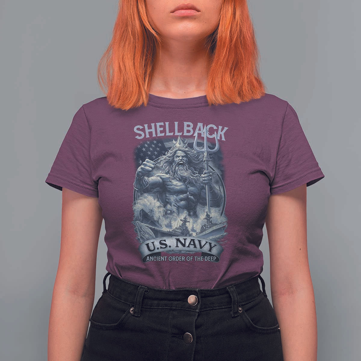 Navy Veteran T Shirt For Women King Neptune Shellback Ancient Order Of The Deep - Wonder Print Shop