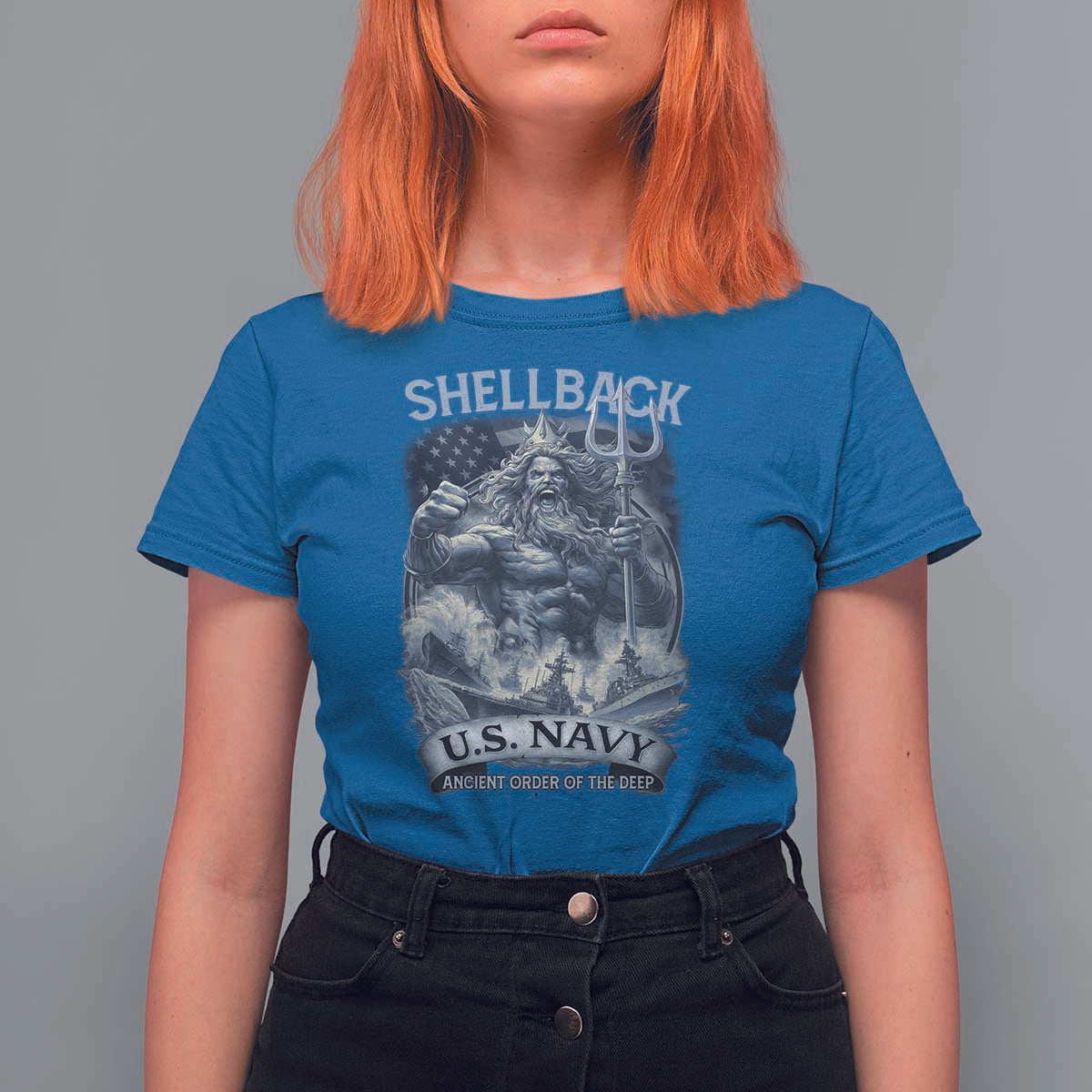 Navy Veteran T Shirt For Women King Neptune Shellback Ancient Order Of The Deep - Wonder Print Shop