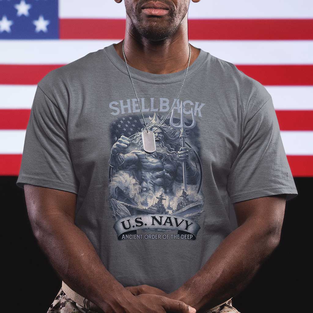 Navy Veteran T Shirt King Neptune Shellback Ancient Order Of The Deep - Wonder Print Shop