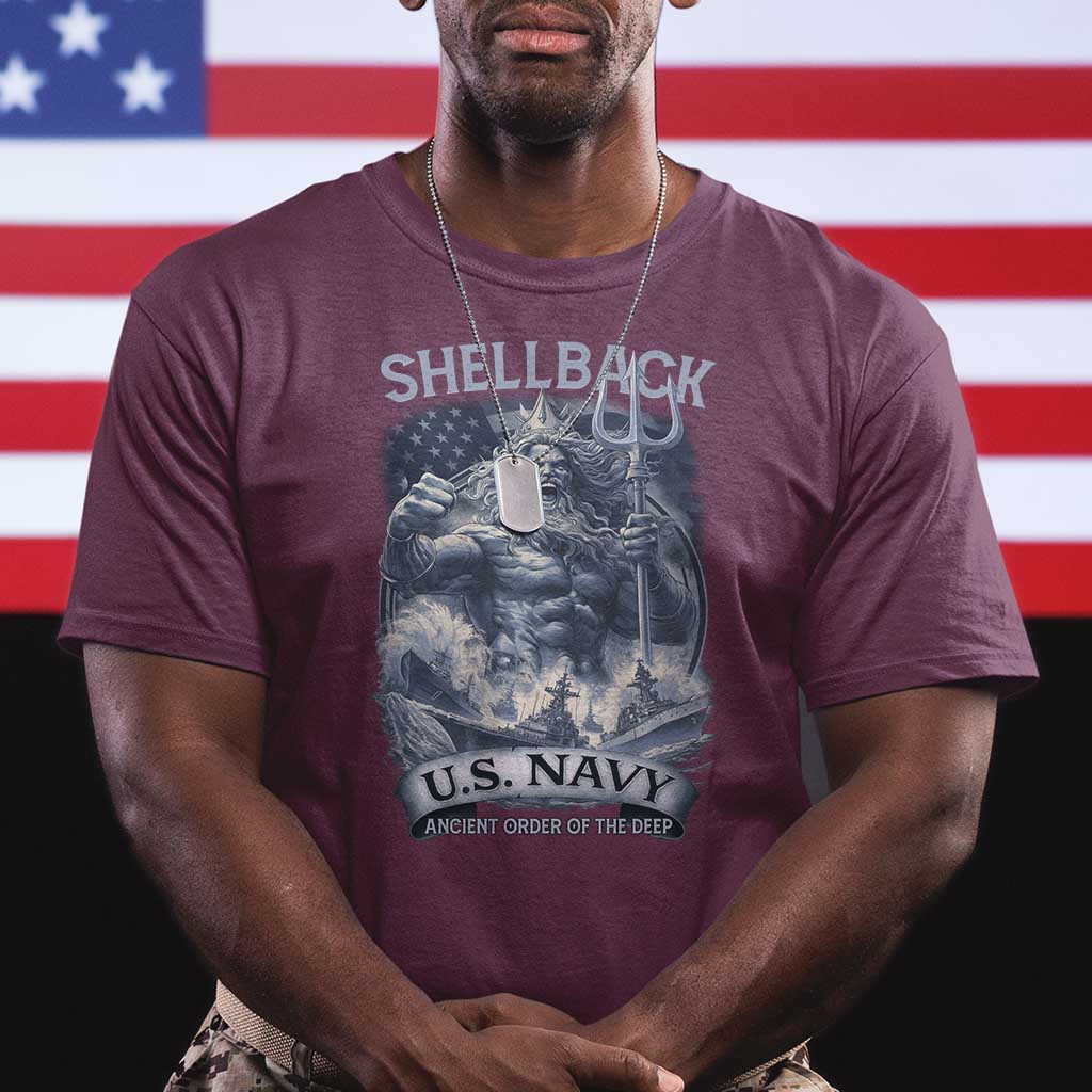 Navy Veteran T Shirt King Neptune Shellback Ancient Order Of The Deep - Wonder Print Shop