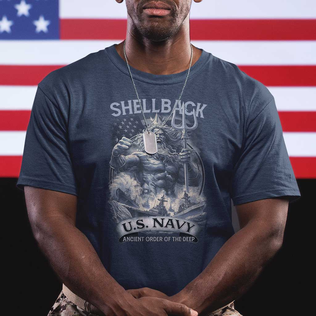 Navy Veteran T Shirt King Neptune Shellback Ancient Order Of The Deep - Wonder Print Shop