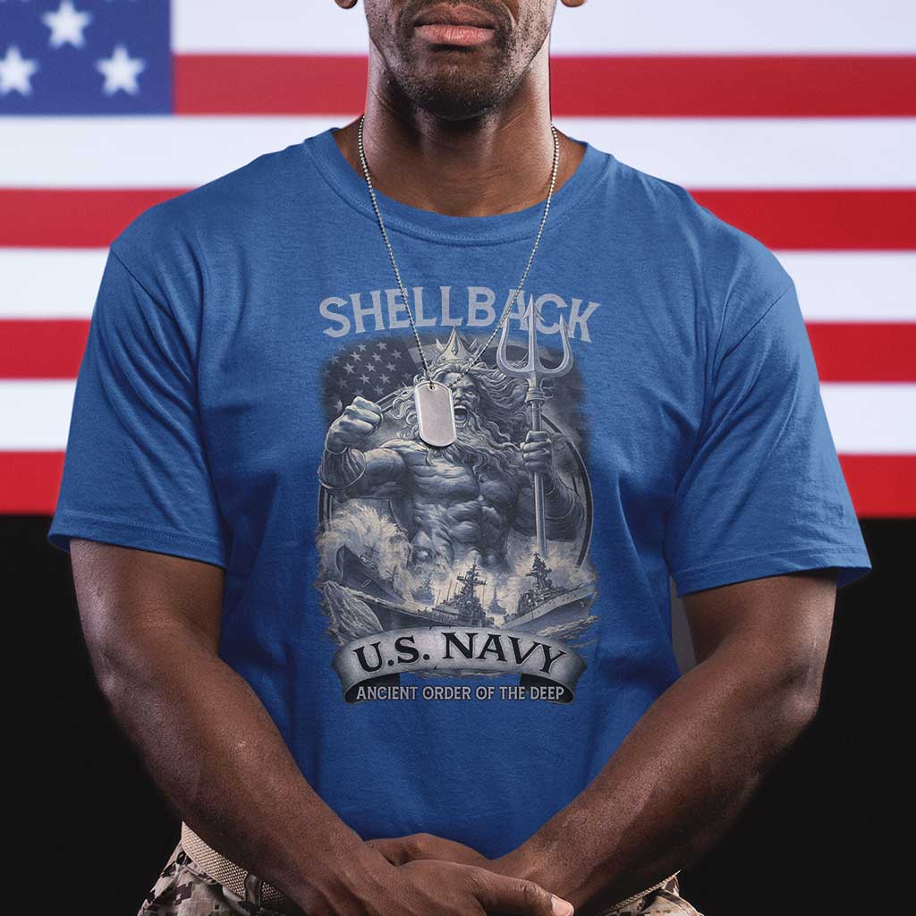 Navy Veteran T Shirt King Neptune Shellback Ancient Order Of The Deep - Wonder Print Shop