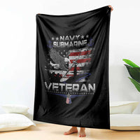 Navy Submarine Veteran Throw Blanket Military Patriotic Vintage American Flag
