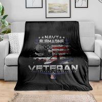 Navy Submarine Veteran Throw Blanket Military Patriotic Vintage American Flag