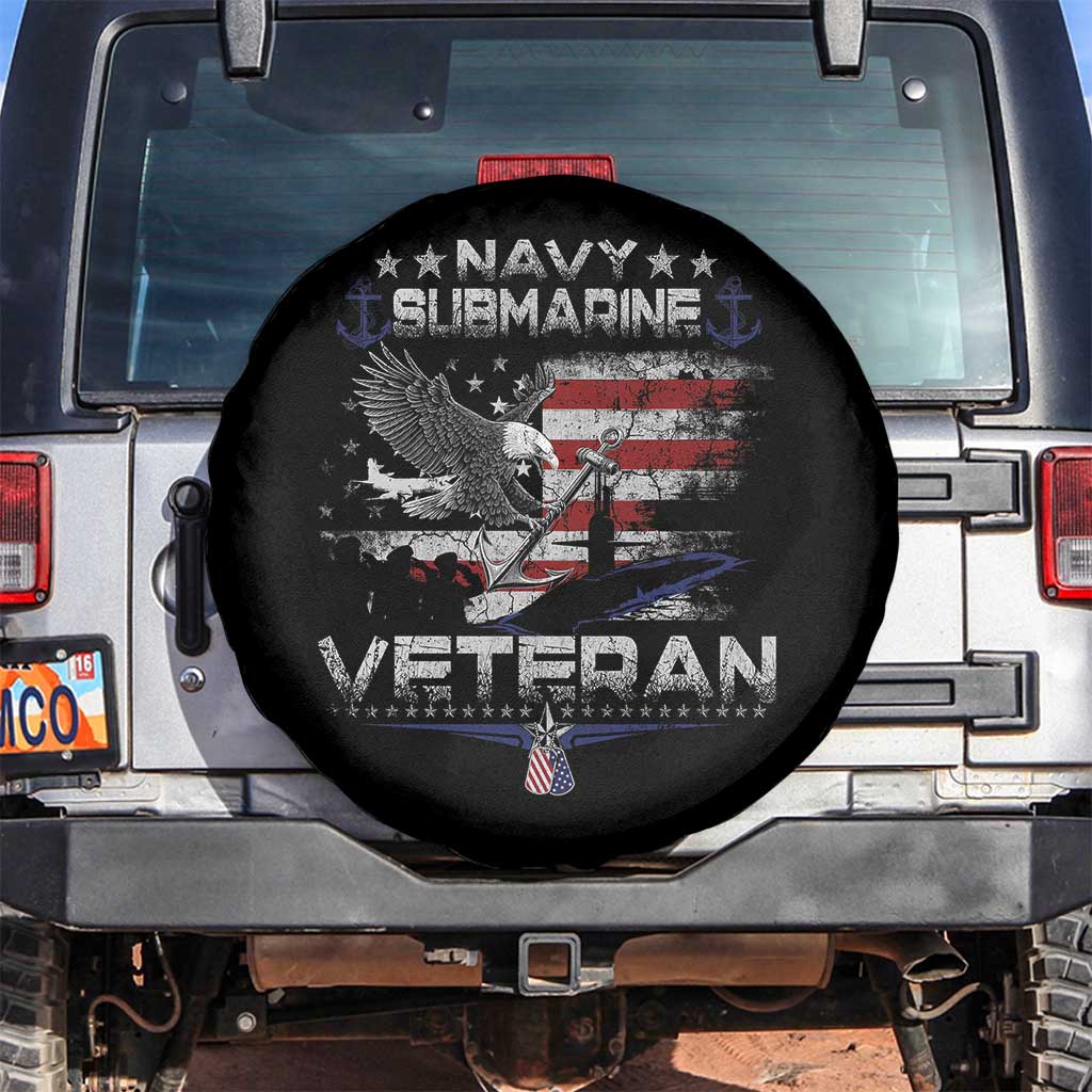 Navy Submarine Veteran Spare Tire Cover Military Patriotic Vintage American Flag