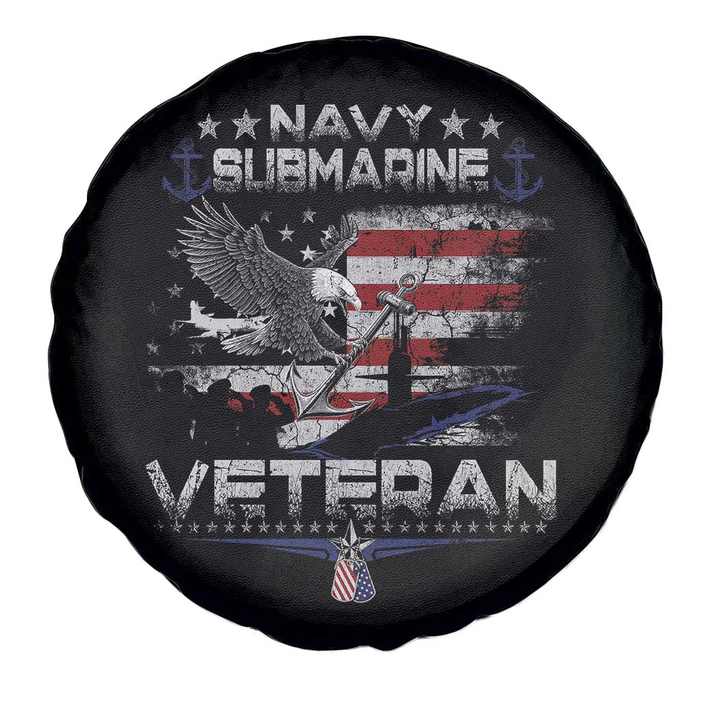 Navy Submarine Veteran Spare Tire Cover Military Patriotic Vintage American Flag