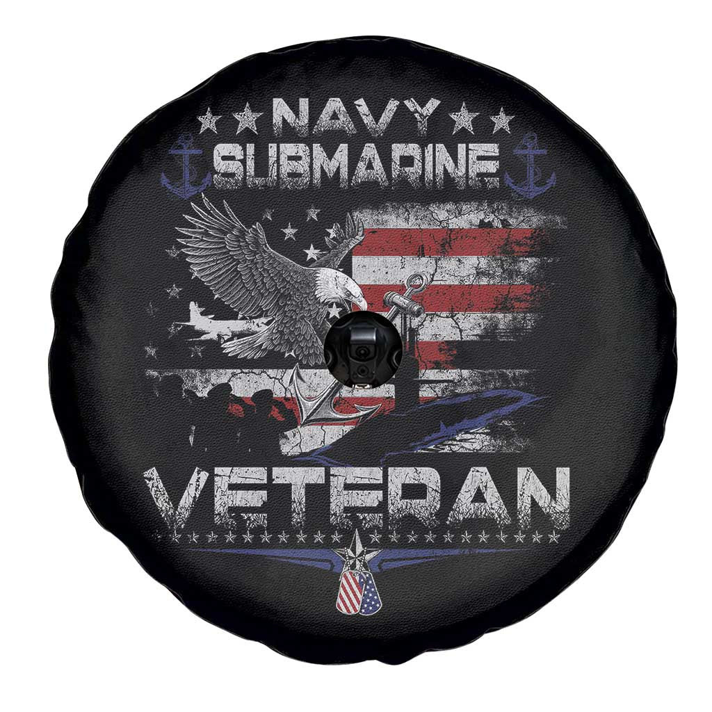 Navy Submarine Veteran Spare Tire Cover Military Patriotic Vintage American Flag