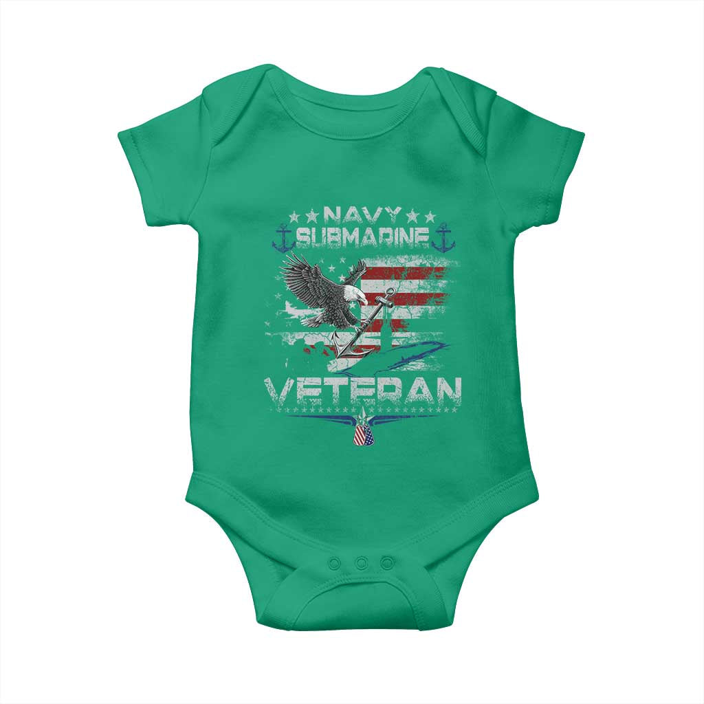 Navy Submarine Veteran Baby Onesie Military Patriotic Vintage American Flag