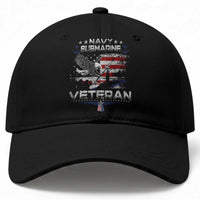 Navy Submarine Veteran Baseball Cap Military Patriotic Vintage American Flag