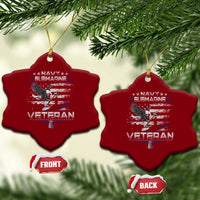 Navy Submarine Veteran Ceramic Ornament Military Patriotic Vintage American Flag