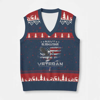 Navy Submarine Veteran V-Neck Knit Sweater Vest Military Patriotic Vintage American Flag