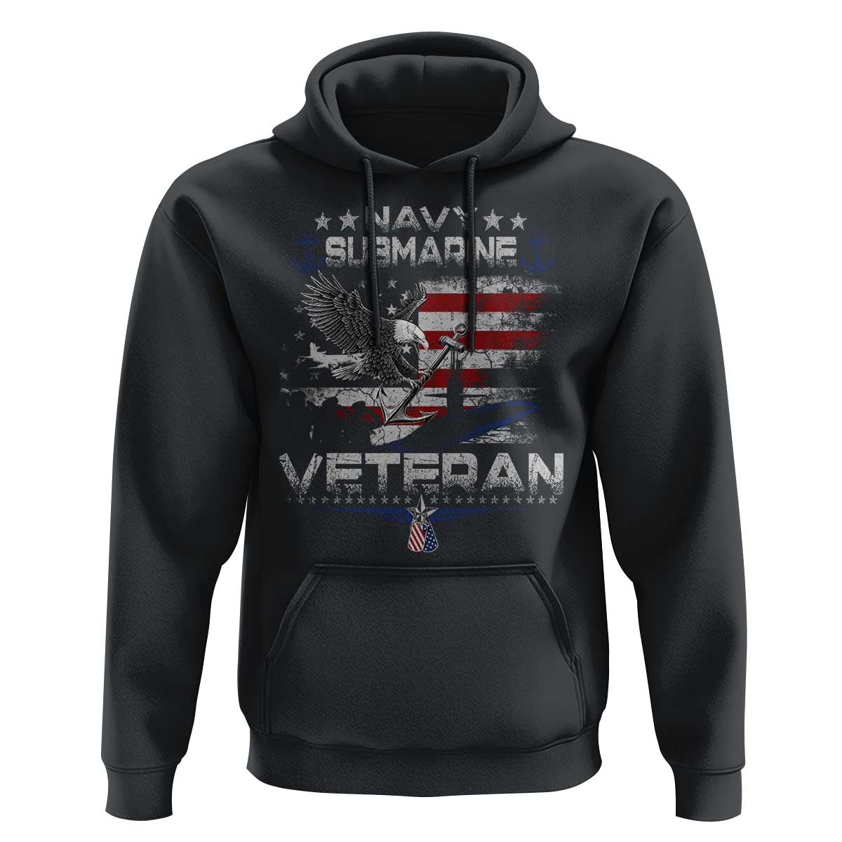 Navy Submarine Veteran Hoodie Military Patriotic Vintage American Flag