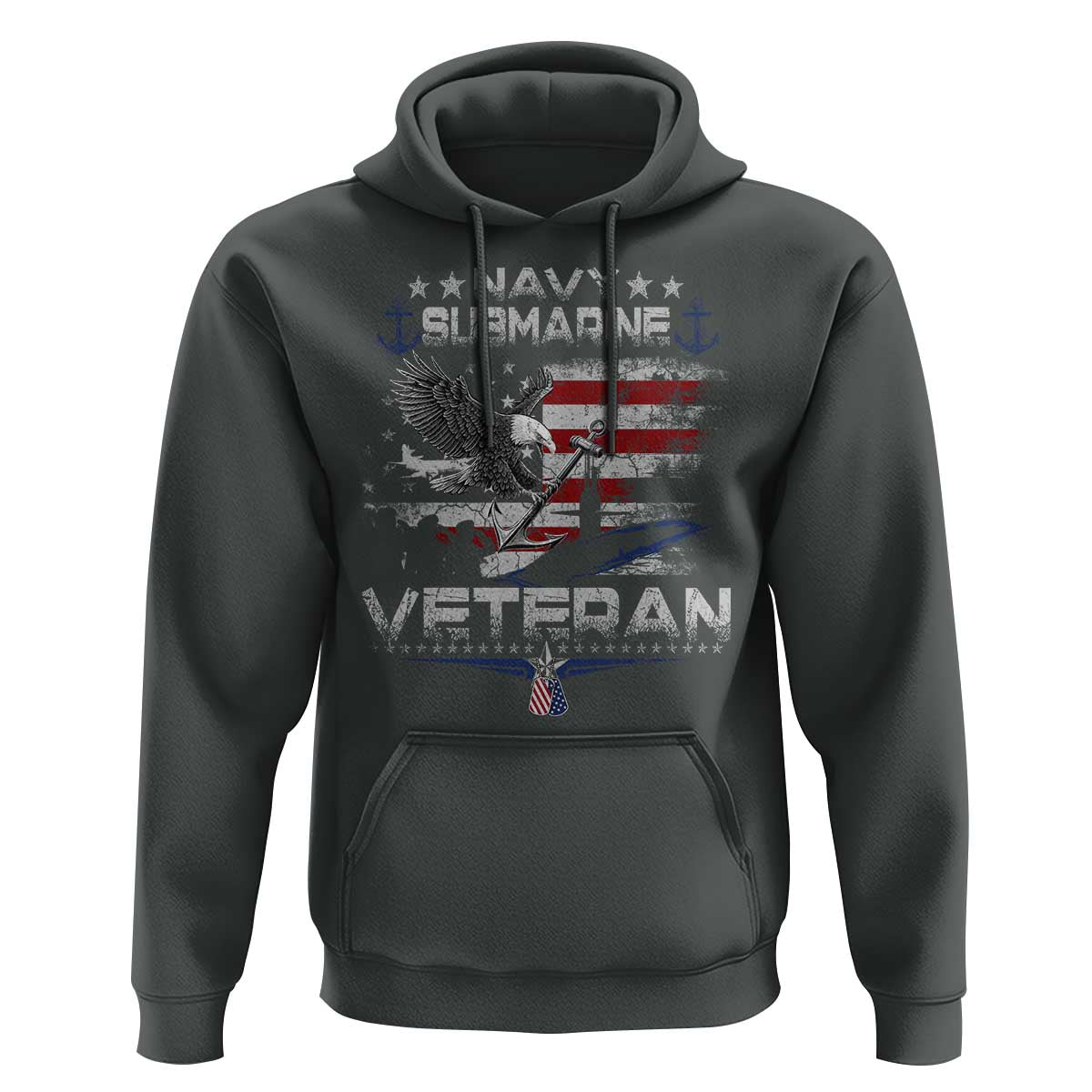 Navy Submarine Veteran Hoodie Military Patriotic Vintage American Flag
