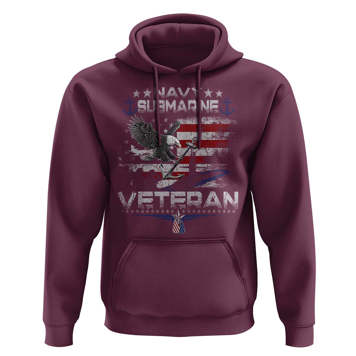 Navy Submarine Veteran Hoodie Military Patriotic Vintage American Flag