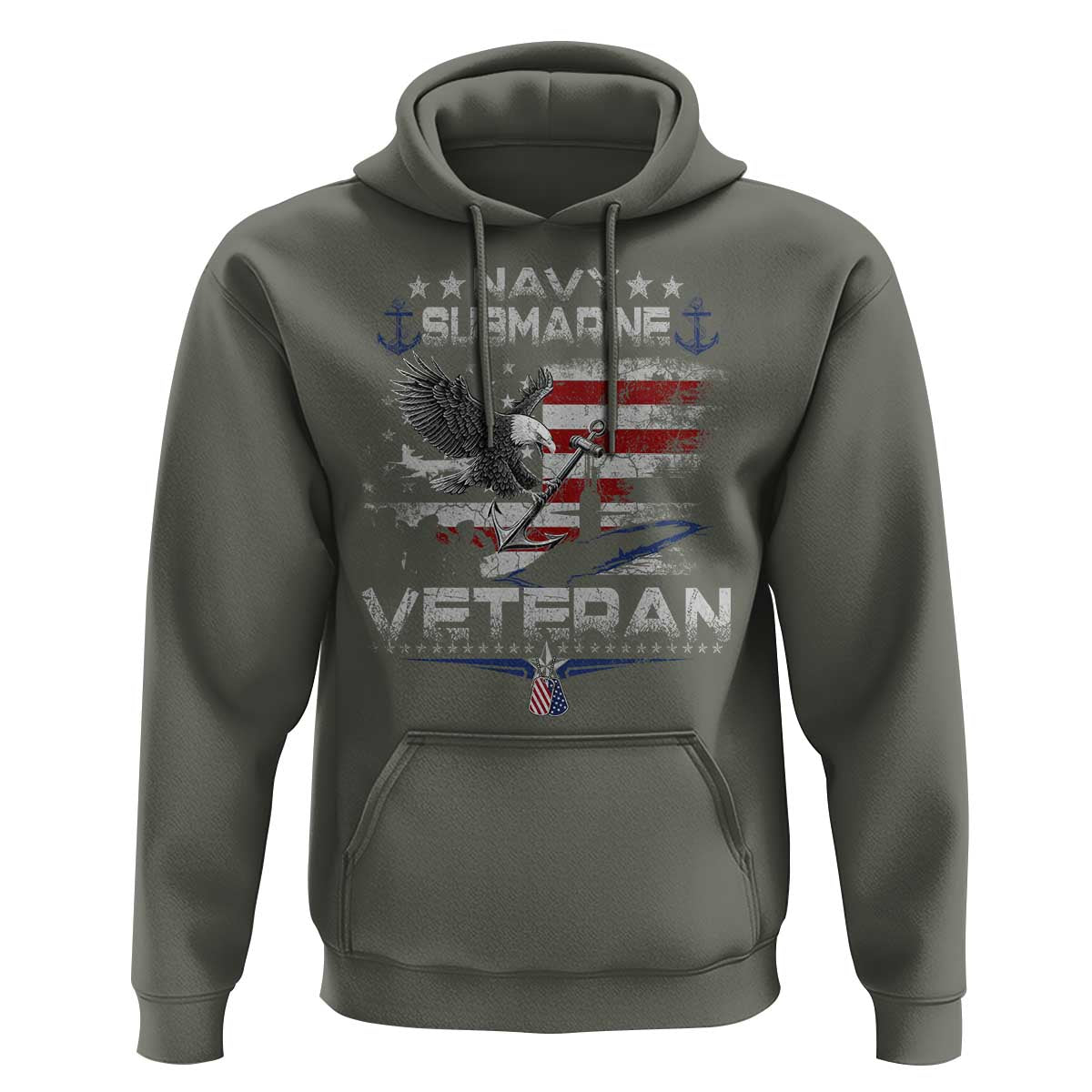 Navy Submarine Veteran Hoodie Military Patriotic Vintage American Flag