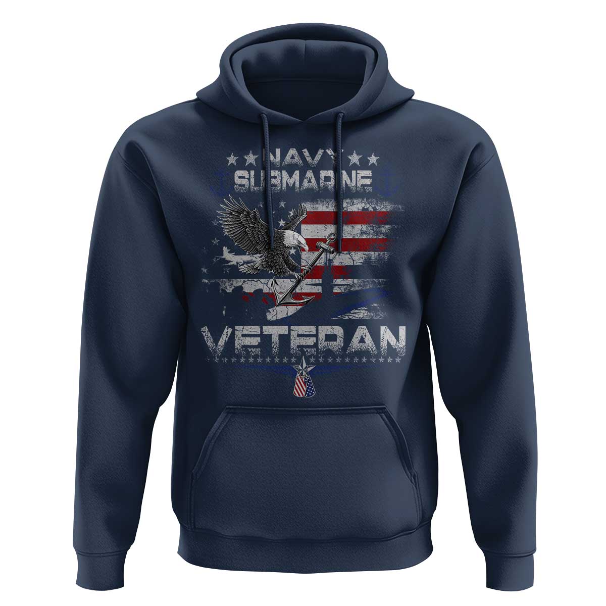 Navy Submarine Veteran Hoodie Military Patriotic Vintage American Flag