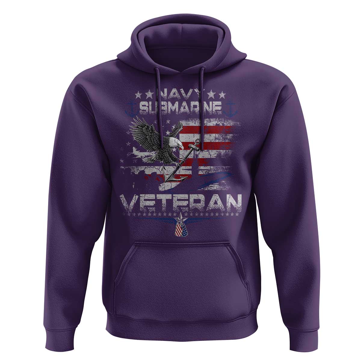 Navy Submarine Veteran Hoodie Military Patriotic Vintage American Flag