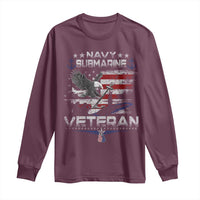 Navy Submarine Veteran Long Sleeve Shirt Military Patriotic Vintage American Flag