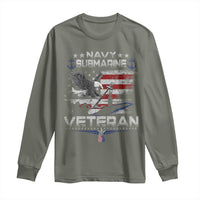 Navy Submarine Veteran Long Sleeve Shirt Military Patriotic Vintage American Flag