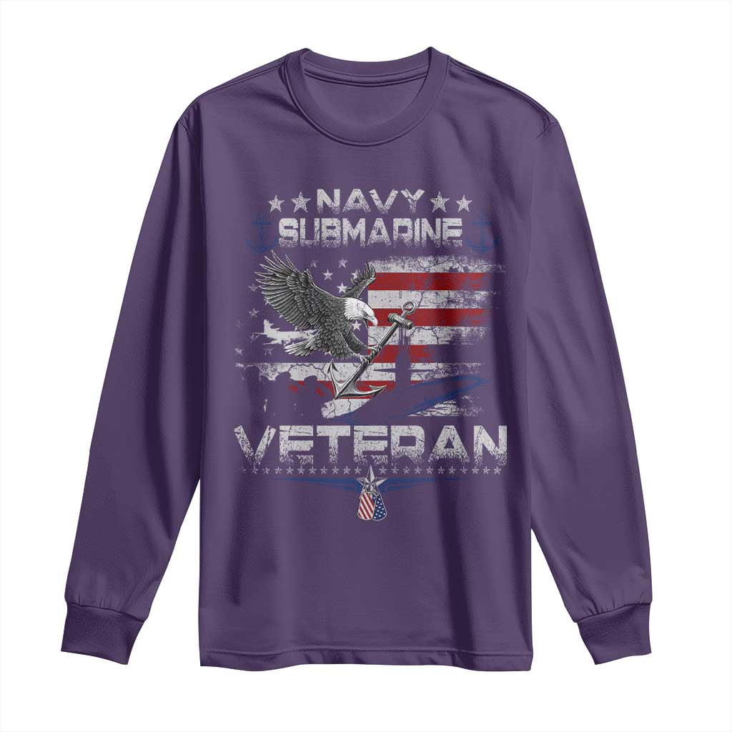 Navy Submarine Veteran Long Sleeve Shirt Military Patriotic Vintage American Flag