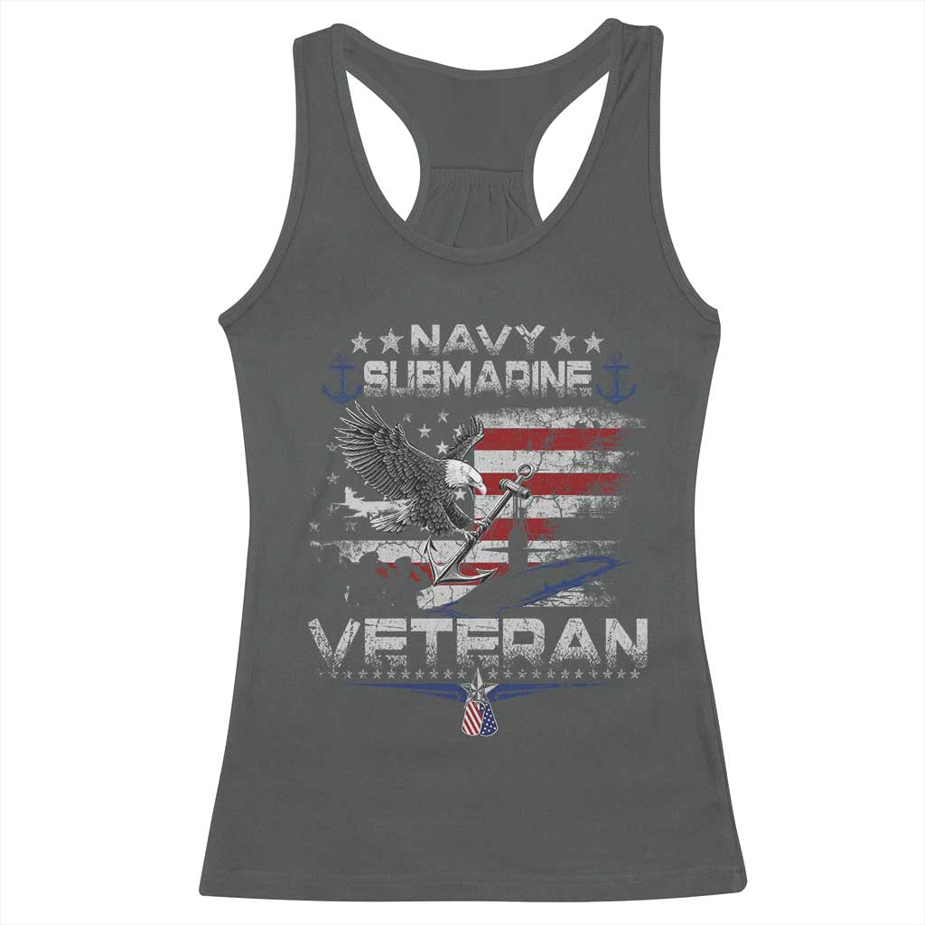Navy Submarine Veteran Racerback Tank Top Military Patriotic Vintage American Flag