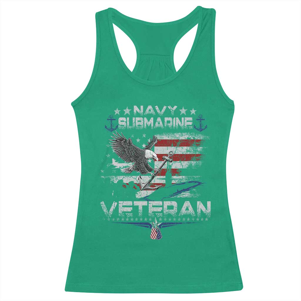 Navy Submarine Veteran Racerback Tank Top Military Patriotic Vintage American Flag