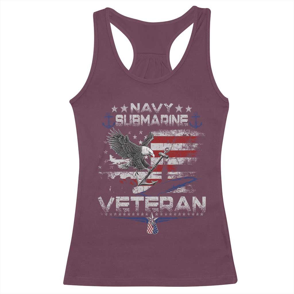 Navy Submarine Veteran Racerback Tank Top Military Patriotic Vintage American Flag