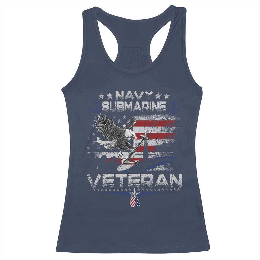 Navy Submarine Veteran Racerback Tank Top Military Patriotic Vintage American Flag
