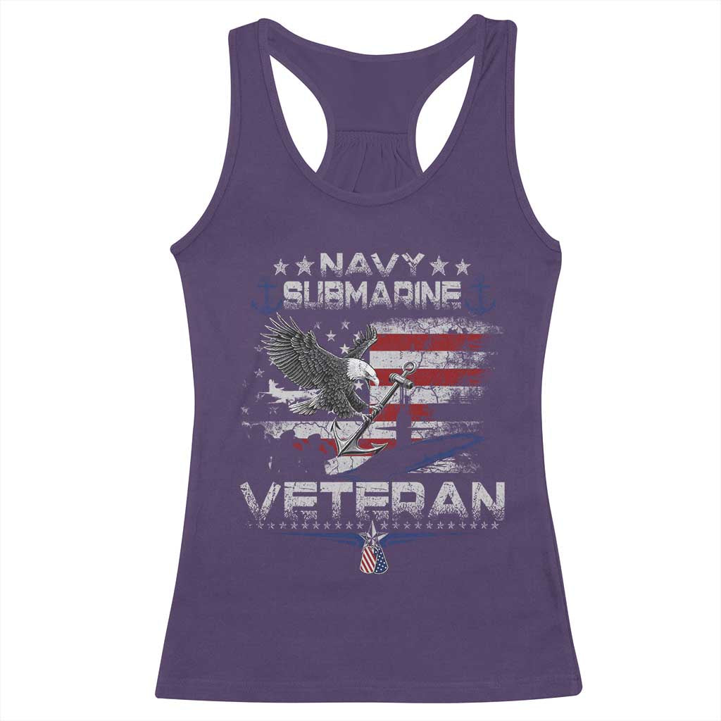 Navy Submarine Veteran Racerback Tank Top Military Patriotic Vintage American Flag