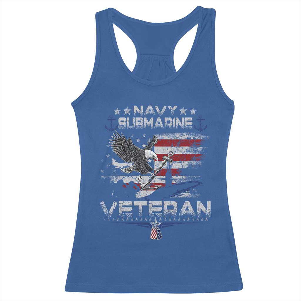Navy Submarine Veteran Racerback Tank Top Military Patriotic Vintage American Flag