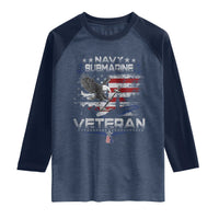 Navy Submarine Veteran Raglan Shirt Military Patriotic Vintage American Flag