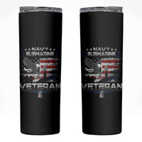Navy Submarine Veteran Skinny Tumbler Military Patriotic Vintage American Flag