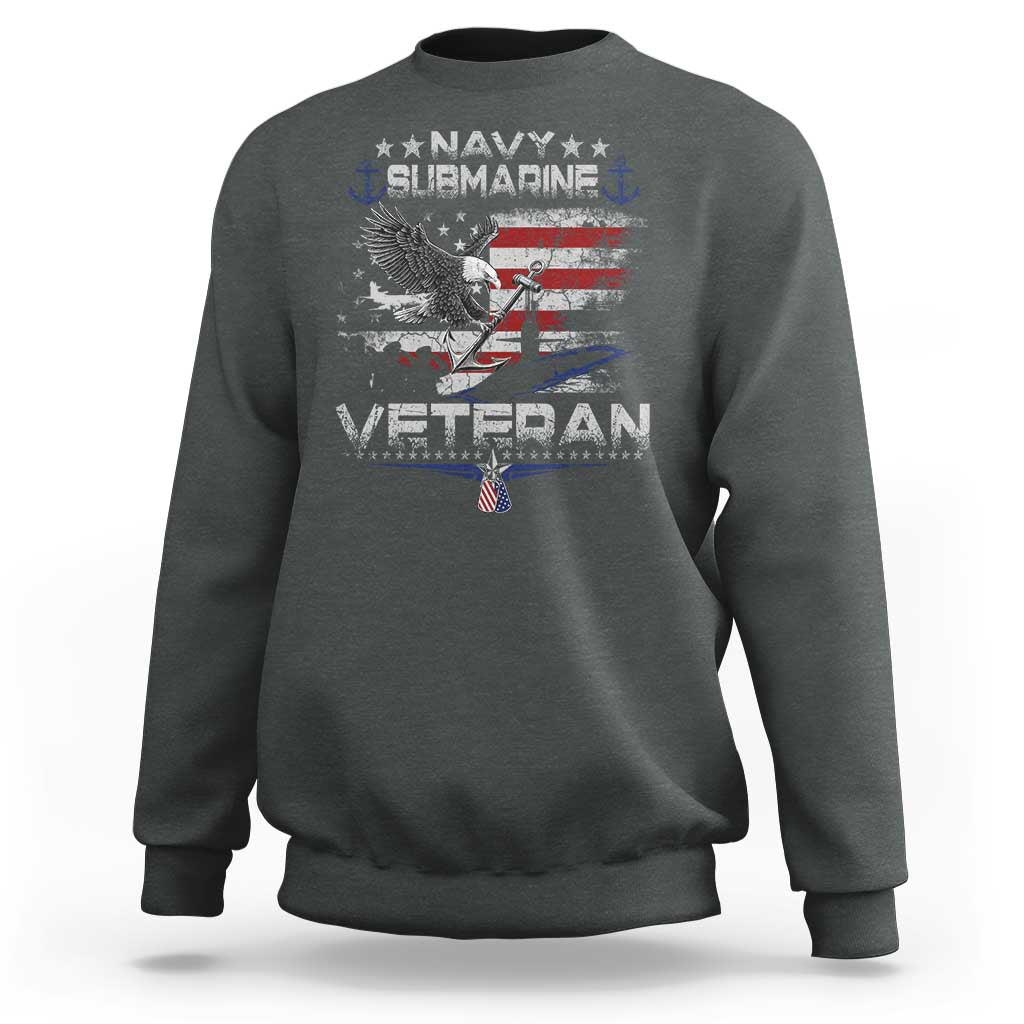 Navy Submarine Veteran Sweatshirt Military Patriotic Vintage American Flag