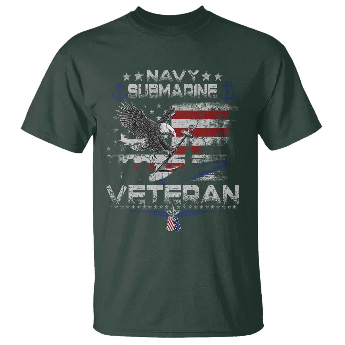 Navy Submarine Veteran T Shirt Military Patriotic Vintage American Flag