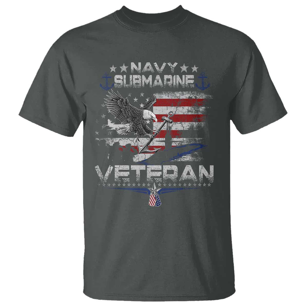 Navy Submarine Veteran T Shirt Military Patriotic Vintage American Flag