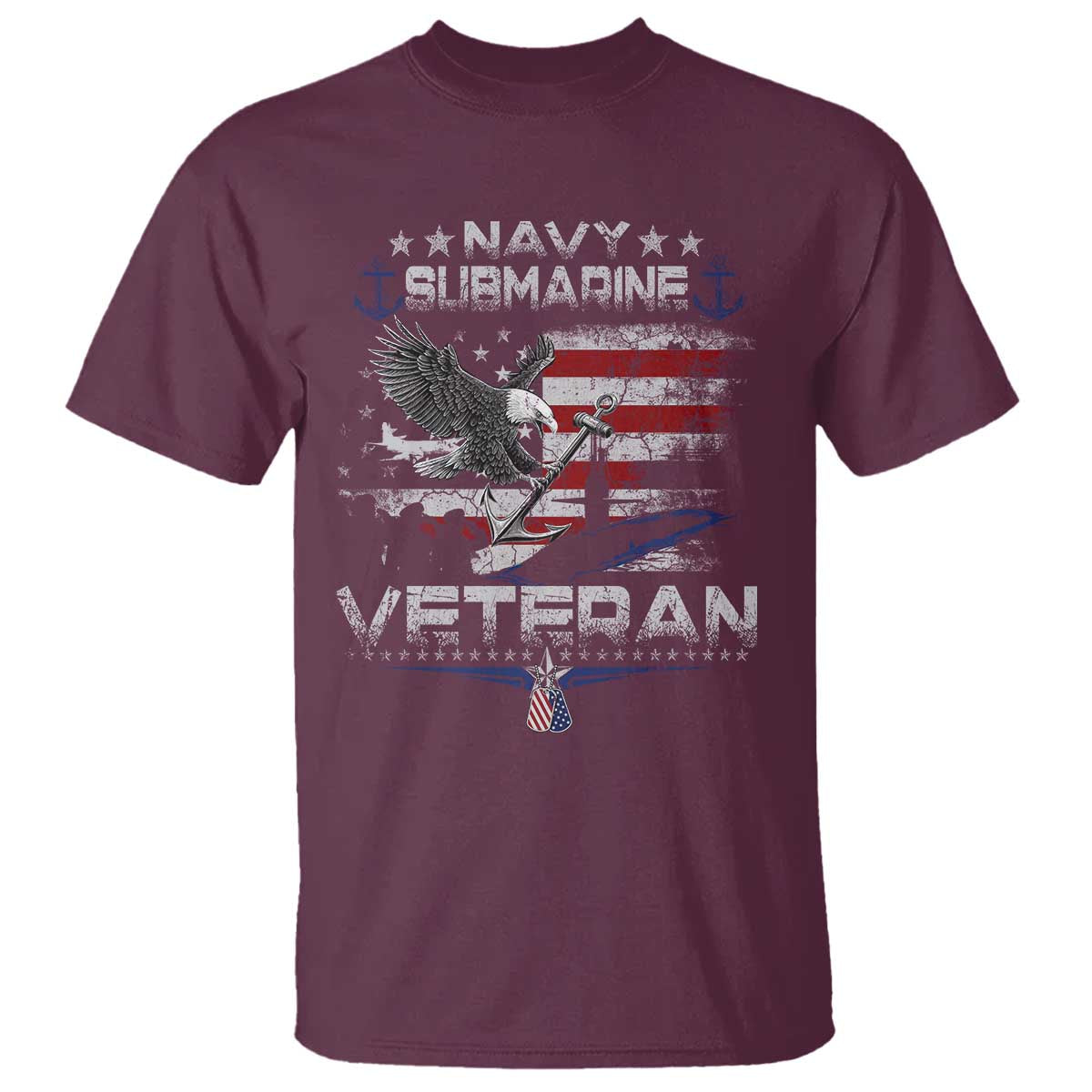 Navy Submarine Veteran T Shirt Military Patriotic Vintage American Flag