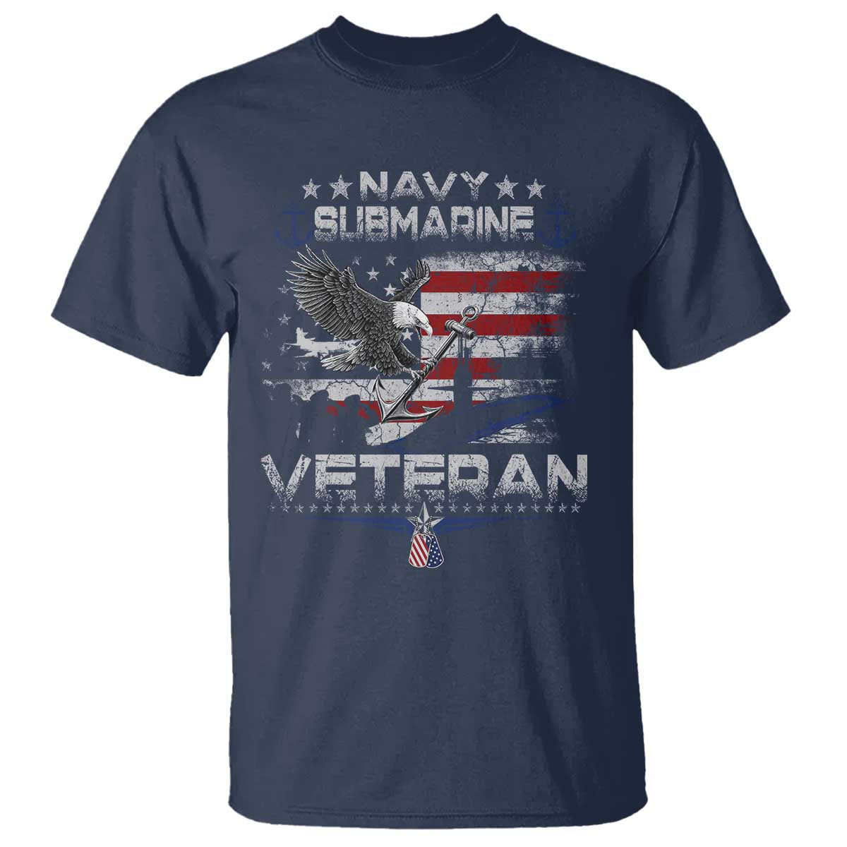 Navy Submarine Veteran T Shirt Military Patriotic Vintage American Flag