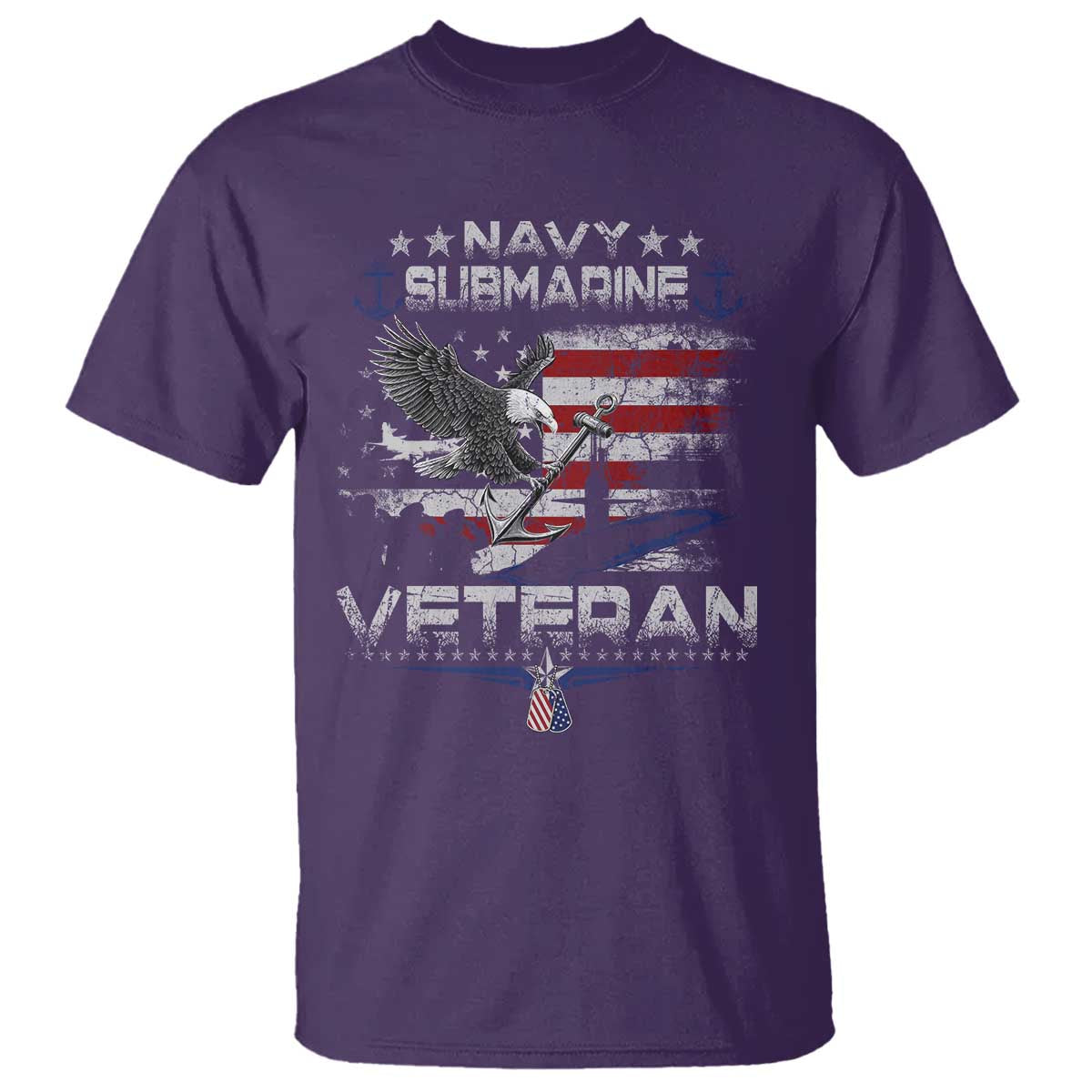Navy Submarine Veteran T Shirt Military Patriotic Vintage American Flag