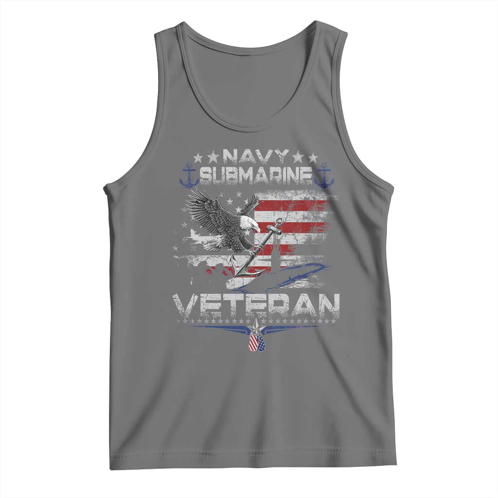 Navy Submarine Veteran Tank Top Military Patriotic Vintage American Flag