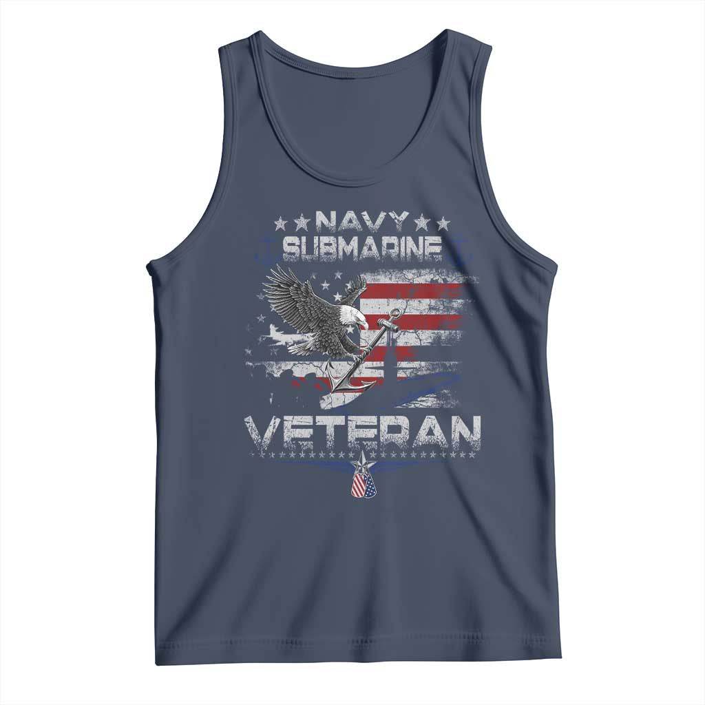 Navy Submarine Veteran Tank Top Military Patriotic Vintage American Flag