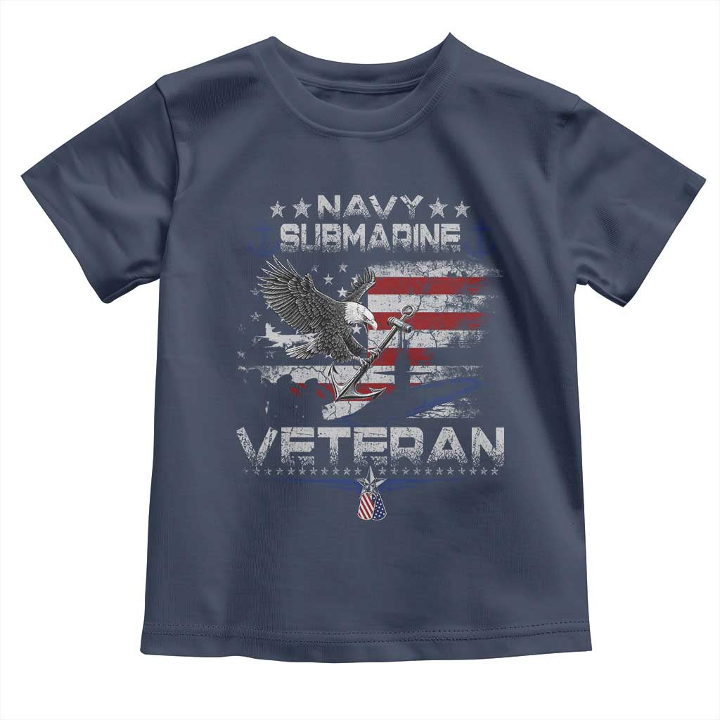 Navy Submarine Veteran Toddler T Shirt Military Patriotic Vintage American Flag