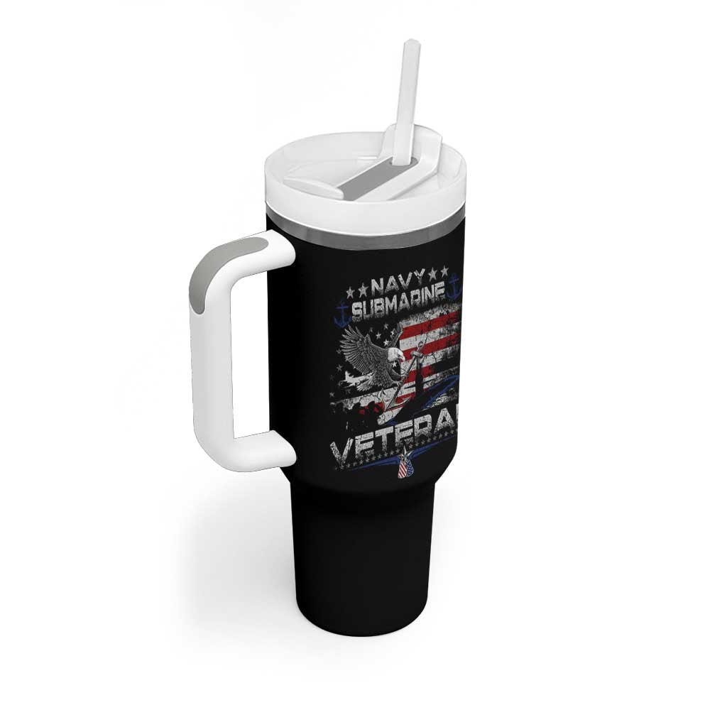 Navy Submarine Veteran Tumbler With Handle Military Patriotic Vintage American Flag